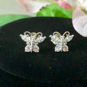 Sterling Silver &Cubic Zirconia Butterfly Earrings